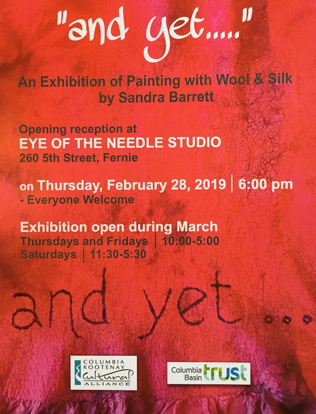 A poster for an exhibition of paintings by sandra barrett.