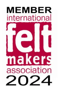 A red and white logo for the international felt makers association.